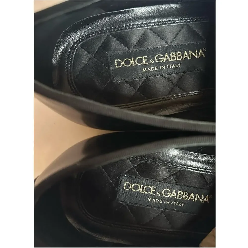 Dolce & Gabbana Raffaello Brushed Calfskin Derby Shoes Sz US 10 High Shine Black